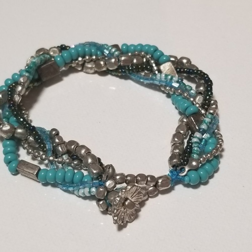 8" multi strand beaded braided bracelet